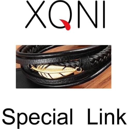 XQNI Special Leaf Shape Multi-layer Combination Mens Stainless Steel Leather Bracelet 3 Colors Elegant Jewelry Custom Size