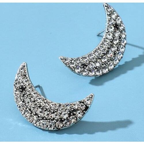 Earrings for Ladies Full Cubic Zirconia Moon Earrings Fashion Banquet Couple Wedding Earrings Birthday Gift for Girl Jewelry