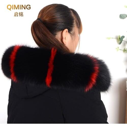 Winter 100% Real Fox Fur Collar For scarf Women Luxury Warm Natural Fur Scarves Shawl Winter Coat Hood Trim Collar Large Fur