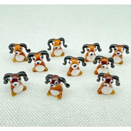 Cartoon Colored Glaze Liuli Mini cute Animals Figurines Hanging Pendant DIY Jewelry Making Decorations Handmade Accessories 10Pc
