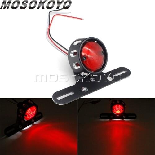 12 volt LED License Plate Taillight w/ Holder For Chopper Scrambler Bobber Cruisers Motorbike Custom Running Lights