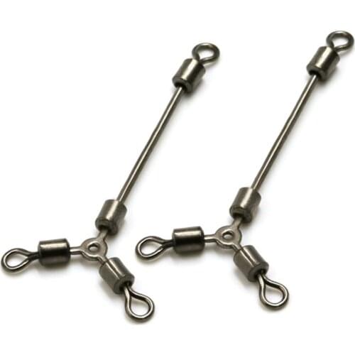 20pcs/lot 3 way Rolling Swivels with Long Leg O-shape Stainless Steel Fishing Connector Carp Fishing Tackle pesca