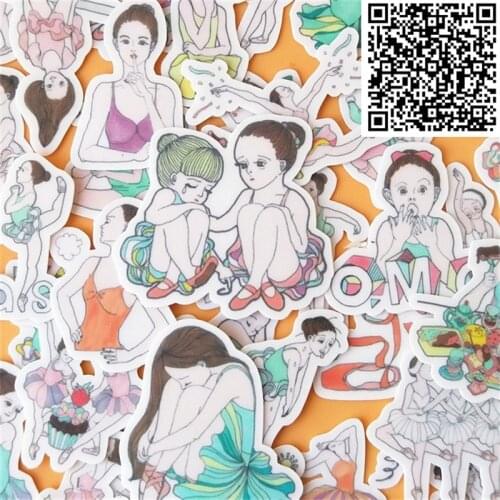 40 Pcs Ballet girl dancing Stickers Small Size Cartoon Scrapbooking Decorative Korean Style Sticker For Laptop Children