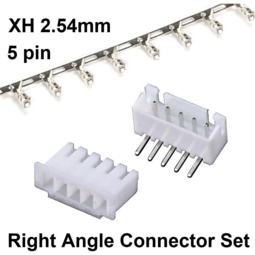 50sets JST 2.54mm XH 5-Pin Right Angle Socket Female Connector Plug ( Male, Female, Crimps)