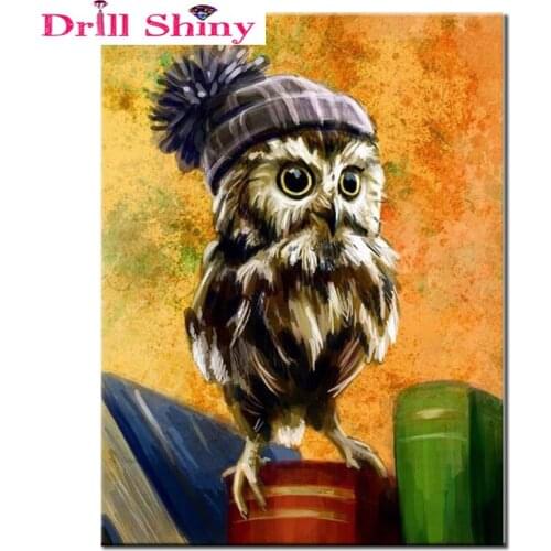 5D Diamond Painting Cross Stitch DIY Diamond Embroidered Crystal Cap Owl Square Diamonds Mosaic Pattern Paste Beads