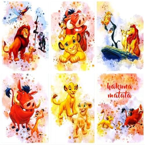 Disney 5D Diamond Painting Full Round The Lion King Simba Cross Stitch Kits Diamond Mosaic Cartoons Christmas Home Decor