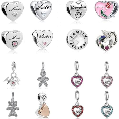 2020 new free shipping 4pcs mothers day gift mom family forever nan sister son boy girl bead fit Pandora charms bracelet X111