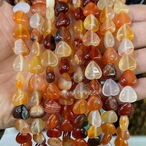 Natural 10mm Heart Loose Spacer Beads For Jewelry Making 15" Strand DIY Accessorries Bead For Bracelet Rose Quartzs White Jades