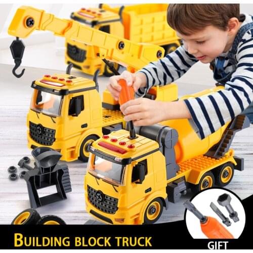 Childrens Assembling Engineering Vehicle Detachable Screw Screw Combination Disassembly Music Toy Car Excavator Boy Car