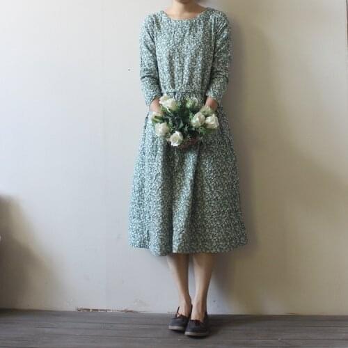 Double layer fluid one-piece dress national trend vintage fresh elegant loose nice robe 16316