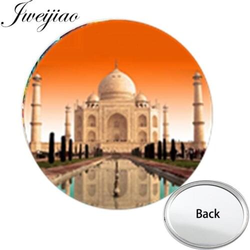 Youhaken Taj Mahal Anniversary Mini Pocket Mirror India Temple Compact Portable Makeup Vanity Hand Travel Purse Mirror
