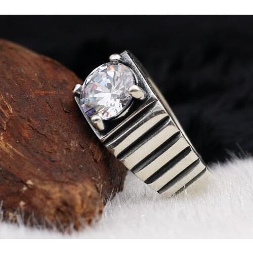 Silva 925 Sterling Silver Ring for Men Zircon Stone S925 silver fashion Jewelry Gift Mens Rings All sizes