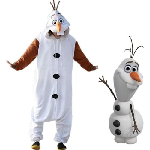 Adult Kids Olaf snowman Costume Pajamas Cosplay Winter Warm Flannel Soft jumpsuit Onesie Pyjamas For Boys Girls Christmas Party