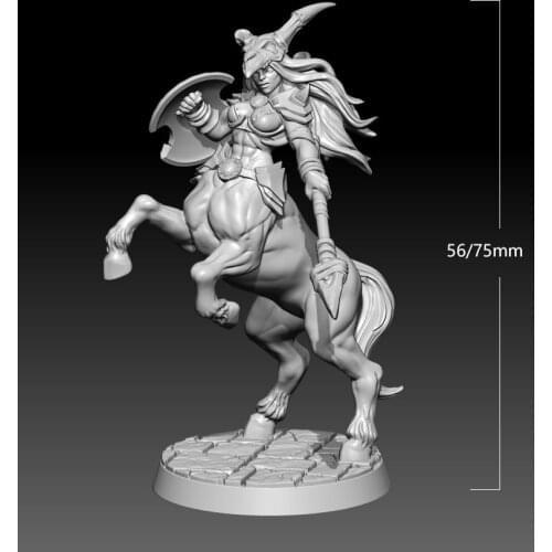 56mm 75mm Resin Model Female Horse Warrior Figure Unpainted No color RW-183
