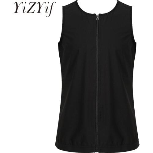 Mens Solid Color Top Tees Zipper Sweat Enhancing Vest Fitness Shapewear Workout Exercise Cycling Exercises Sleeveless Tank Top