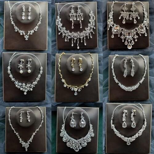 Emmaya set of wedding jewels, cubic zirconium, gold color, high quality, bridal necklace, earring, exquisite