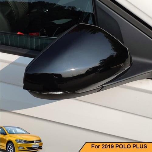 Rearview Side Mirror Cover Cap Sticker For Volkswagen Polo Plus 2019 2020 Car Accessories