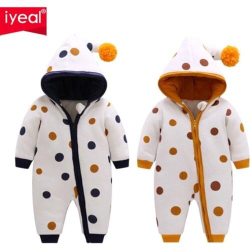 IYEAL Newest Baby Rompers Winter Baby Girls Clothes Cute Hooded Soft Warm Fleece Newborn Toddler Overalls Kids Infant Jumpsuits