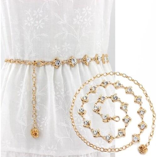 New Fashion Women Sexy Waist Chain Rhinestone Body Chain Belt For Lady Female Party Beach High Quality Metal Belt For Dress