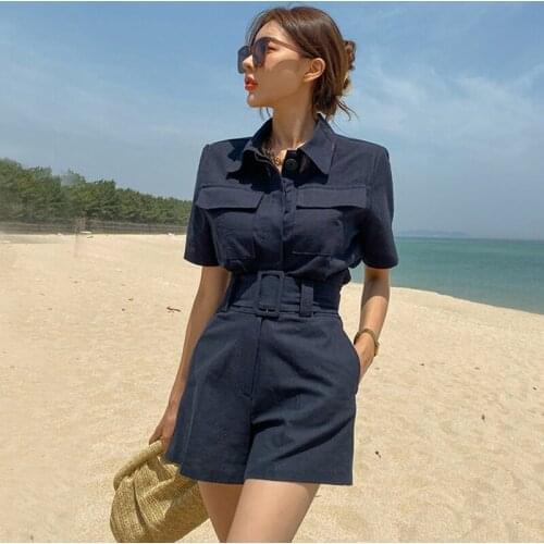 Single Breasted Shirts + Wide Legs Shorts Korean Two Piece Set Summer Tops Set Elegant Office Lady Casual Suit Plus Size B846