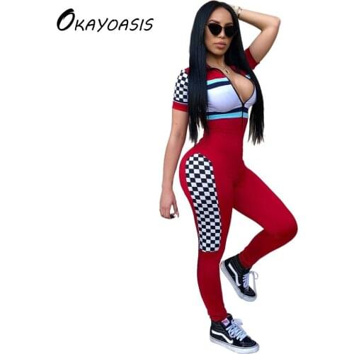 OKAYOASIS Free Shipping Casual Women One Piece Outfits Jumpsuits Short Sleeve Bodycon Long Pants Sexy Bandage Casual Rompers
