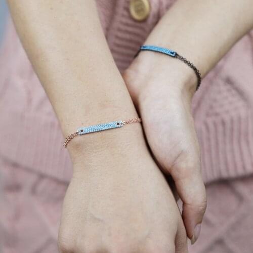 Latest Drop Shipping New Anil Micro Pave Crystal Bracelet Women Men Gift Handmade Natural blue cz Bead Bar Charm couple Bracelet