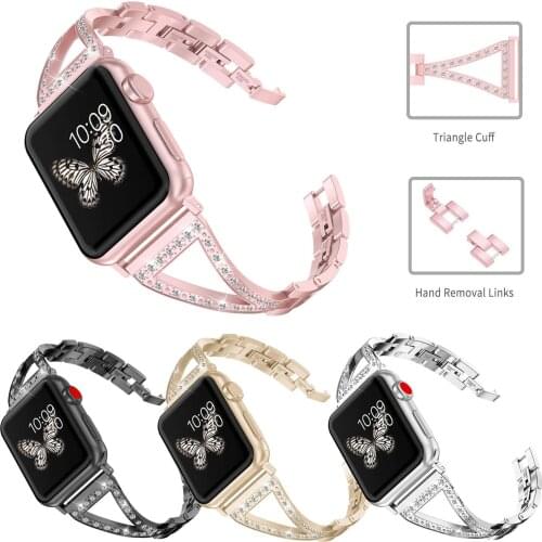 Women Jewelry Band For Apple Watch Band Diamond 38mm 42mm 40mm 44mm Stainless Steel Strap For iWatch Series 1 2 3 4 Bracelet