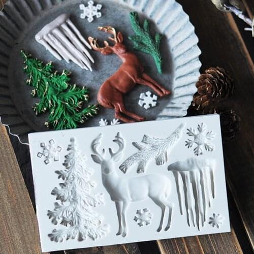 Christmas series elk shape silicone mold DIY fondant cake mold chocolate fudge mold baking utensils