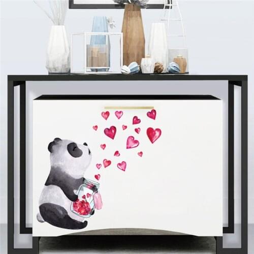 Hand drawn panda heart Wall Sticker love DIY art mural Living room bedroom cabinet fridge Stickers Home Decor Decal wallpaper