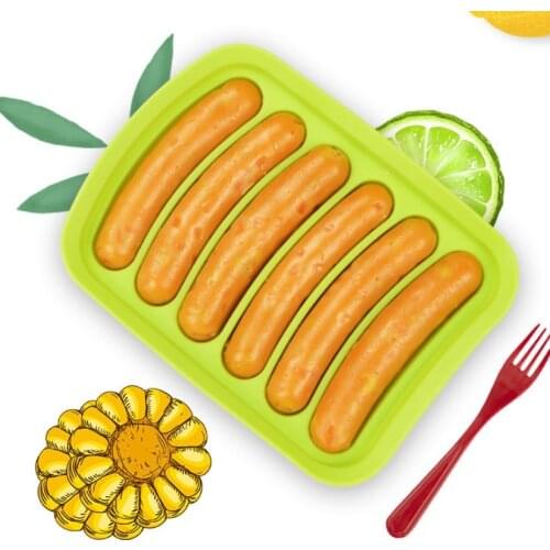 Silicone Ham Hot Dog Burger Make Mould DIY Sausage Making Mould Baby Food Supplement Baking Tools Kitchen Props With 6 Grid