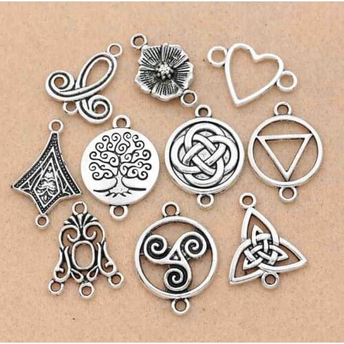 10pcs Mixed Antique Silver Plated Tree of Life Connector for Bracelet Jewelry Making Accessories Craft DIY Handmade Findings