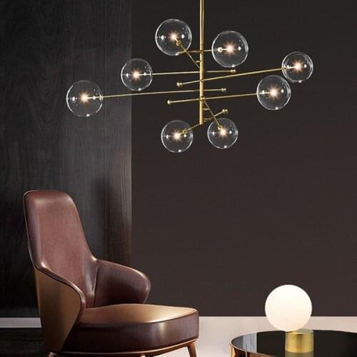 Modern Glass Bubble Chandelier Lamp For Kitchen Dining room Shopping Mall Bar Italian Chandelier Black Golden Chandelier Pend
