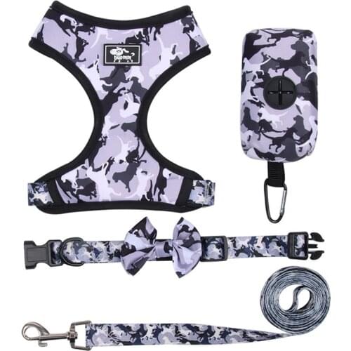 Reflective Puppy Dog Harness Vest with Walking Lead Leash with Storage Bag Adjustable Kitten Collar for Small Medium Large Dogs