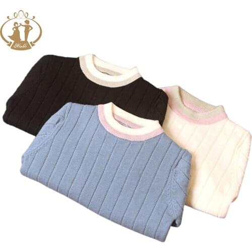 2021 Autumn Winter Fashion O-Collar Solid Color Sweater for Boys Cotton Pullover Sweater Kids Fashion Outerwear 2T-7T Clothes