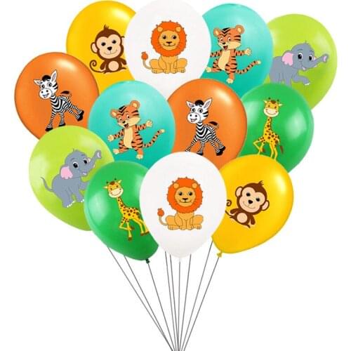 12pcs Jungle Wildlife Theme Balloon Color Sequined Latex Balloon Party Decoration Boys and Girls Birthday Party Balloon Supplies
