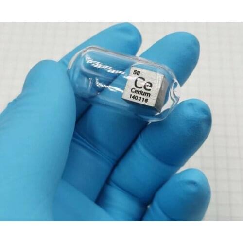 High Purity 99.9% Cerium Rare Earth Metal Ce 6.9g Carved Element Periodic Table 10mm Cube