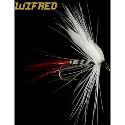 Wifreo 10PCS 10# MayFly Trout Flies Fly FIshing Lure Baits White Red Butt Fly