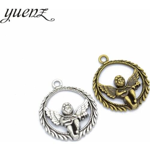 YuenZ 5pcs 2 color Antique Silver color angel Charms Zinc alloy Pendant Jewelry DIY Necklace earring 30*25mm I226