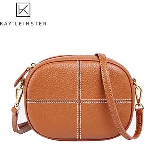 WomenS Bags 2020 New First Layer Cowhide Small Round Bag Classic All-Match Shoulder Lady Bag Messenger Female Bag
