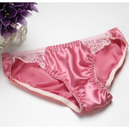 Women Pure Silk Panties Low-waist Lace Sexy 100% Mulberry Silk Briefs Underwears M/L/XL/XXL Free Shipping