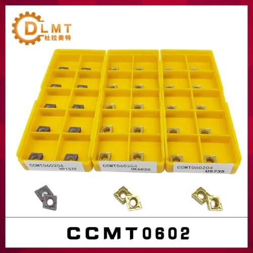 10pcs CCMT060204 Carbide CNC turning inserts CCMT060204-VP15TF UE6020 US735 For CNC machining center