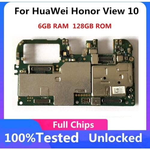 100% Unlocked For HuaWei Honor View 10 Motherboard Logic Board Mainboard 6GB RAM 128GB ROM Full Chips Android OS Full Tested
