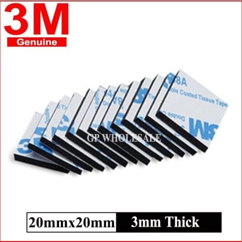 100pcs 20mmx20mm, 3mm thick Double Sided Adhesive black white Foam Sticky Mounting Pads for Home Office Small Hooks, Parts