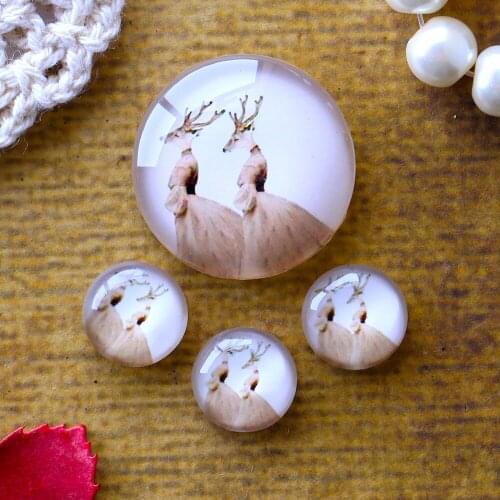 12mm 25mm 14mm 16mm 18mm 20mm Photo Glass Cabochons Round Cameo Set Handmade Settings Stone Rabbit 07