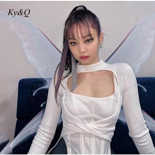 2 Piece Ribber Knitted Turtleneck Top Women Hollow Out Casual Long Sleeve t Shirt + Camisole Skinny Autumn Winter Slim Tee Lady