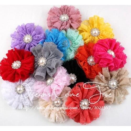 200pcs/lot 7CM 15Colors Fancy Soft Fabric Mesh Tulle Artificial Flower With Daisy Shaped Pearl+rhinestone Button For Accessory
