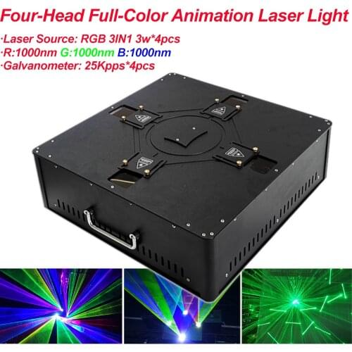 4x3W Full Color Animation Laser Light Projector 25kppcs Laser Scanning Night Lights 60/108CH Control For Halloween DJ Stage