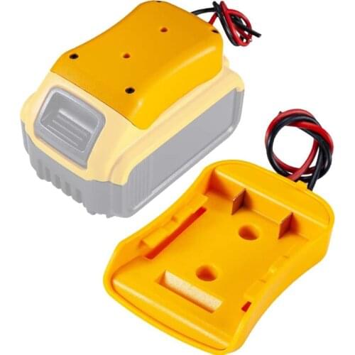 Oein Battery Adapter for Dewalt 20V MAX 18V Battery Dock Holder Power Mount Connector with 14 Gauge Robotics Power Tools yellow