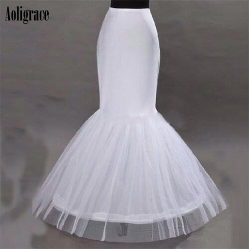Aoligrace Wholesale Price Mermaid One Hoop Petticoats White Wedding Accessories Add Volume Cheap Petticoat For Wedding Skirt