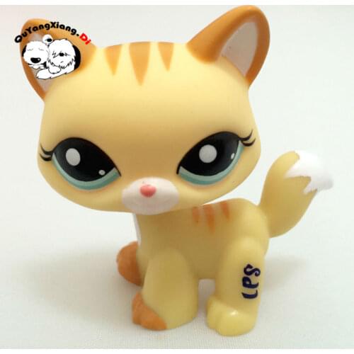 CWM017 Pet Shop Animal Yellow Walking Cats doll action Figure kitten